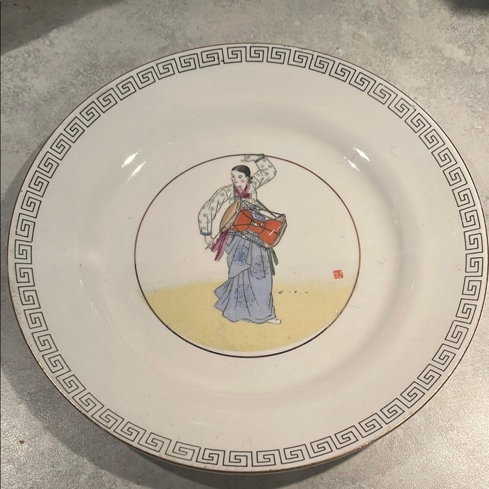 Vintage Couple Peacock Korea Ironstone Plate